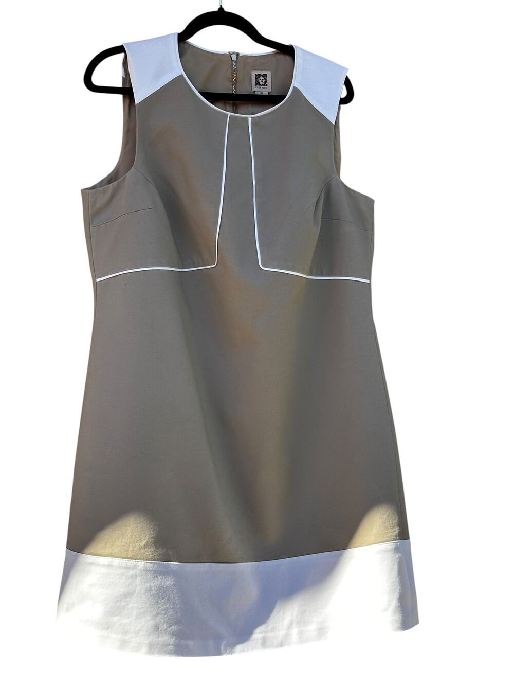 Anne Klein Women’s Size 16 Tan & White  Colorblock Sleeveless Shift Dress Career
